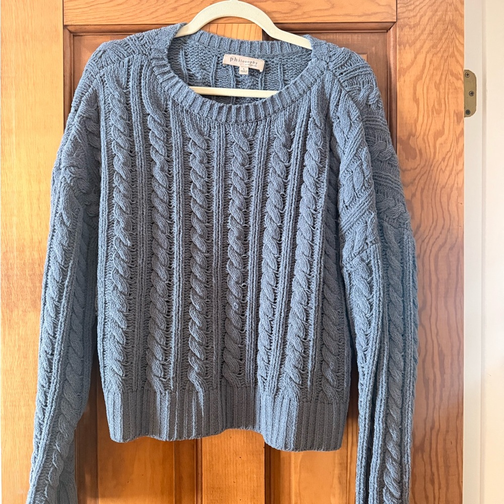 Philosophy Gray Cable Knit Sweater